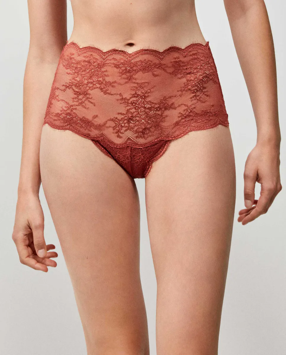 

Высокие стринги из кружевной ткани Gisela, коралловый