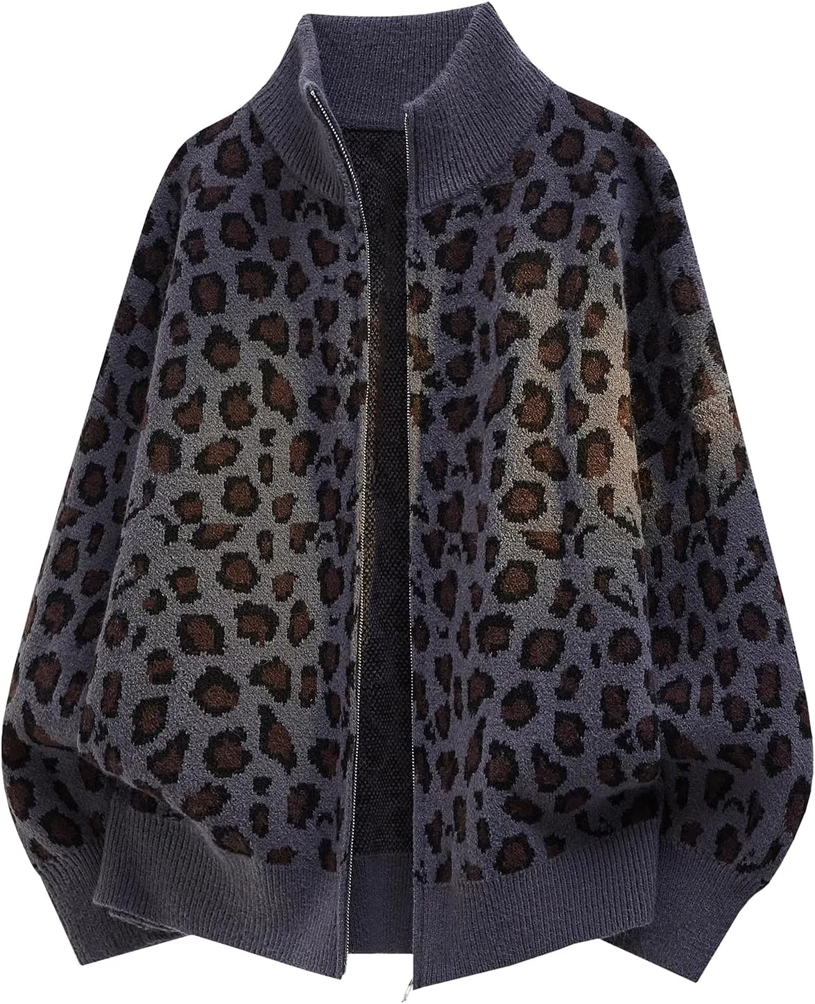 

GURUNVANI мужской кардиган с леопардовым принтом и стойкой