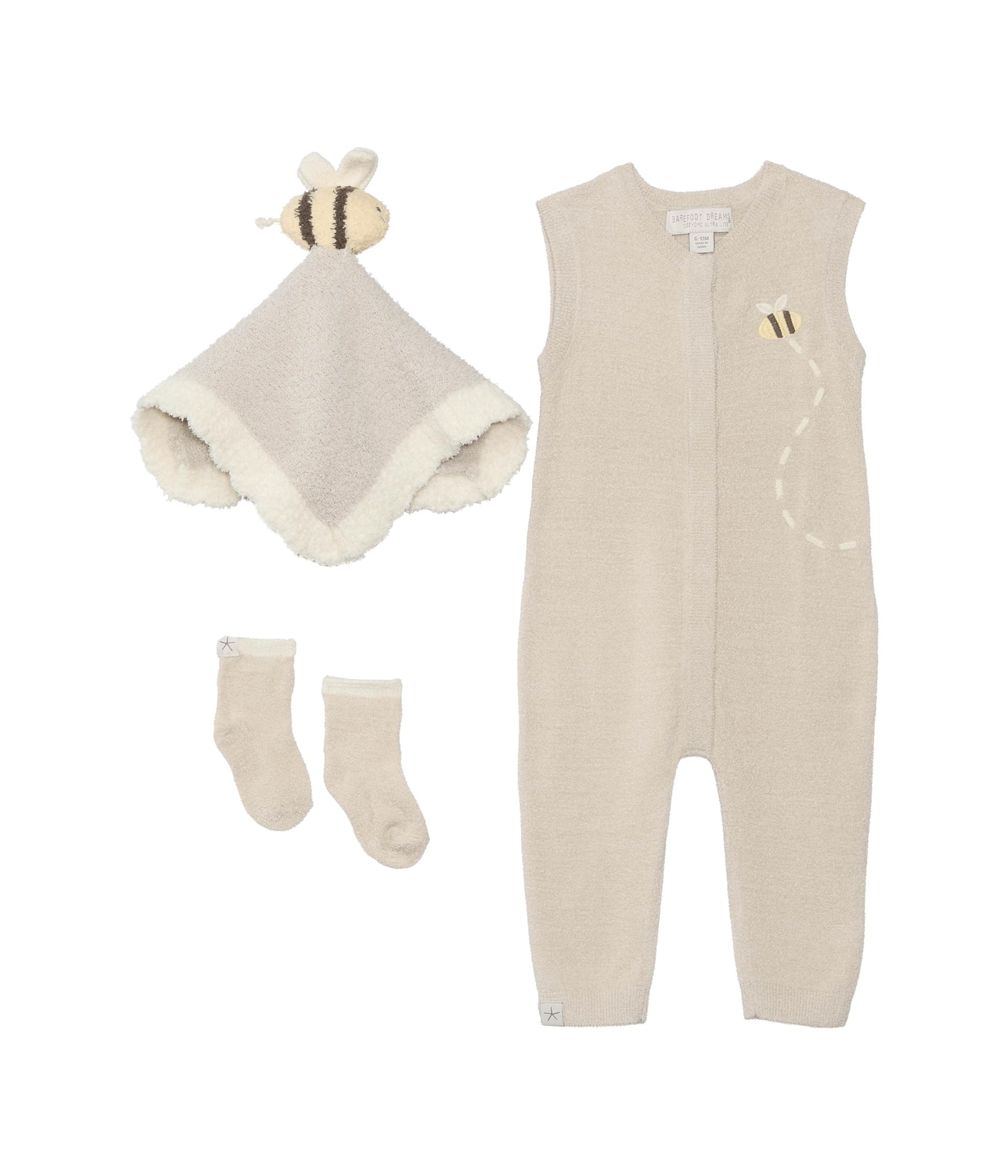 

Брюки Barefoot Dreams Kids Cozychic Ultra Lite Baby Bee Onesie Set, цвет Stone