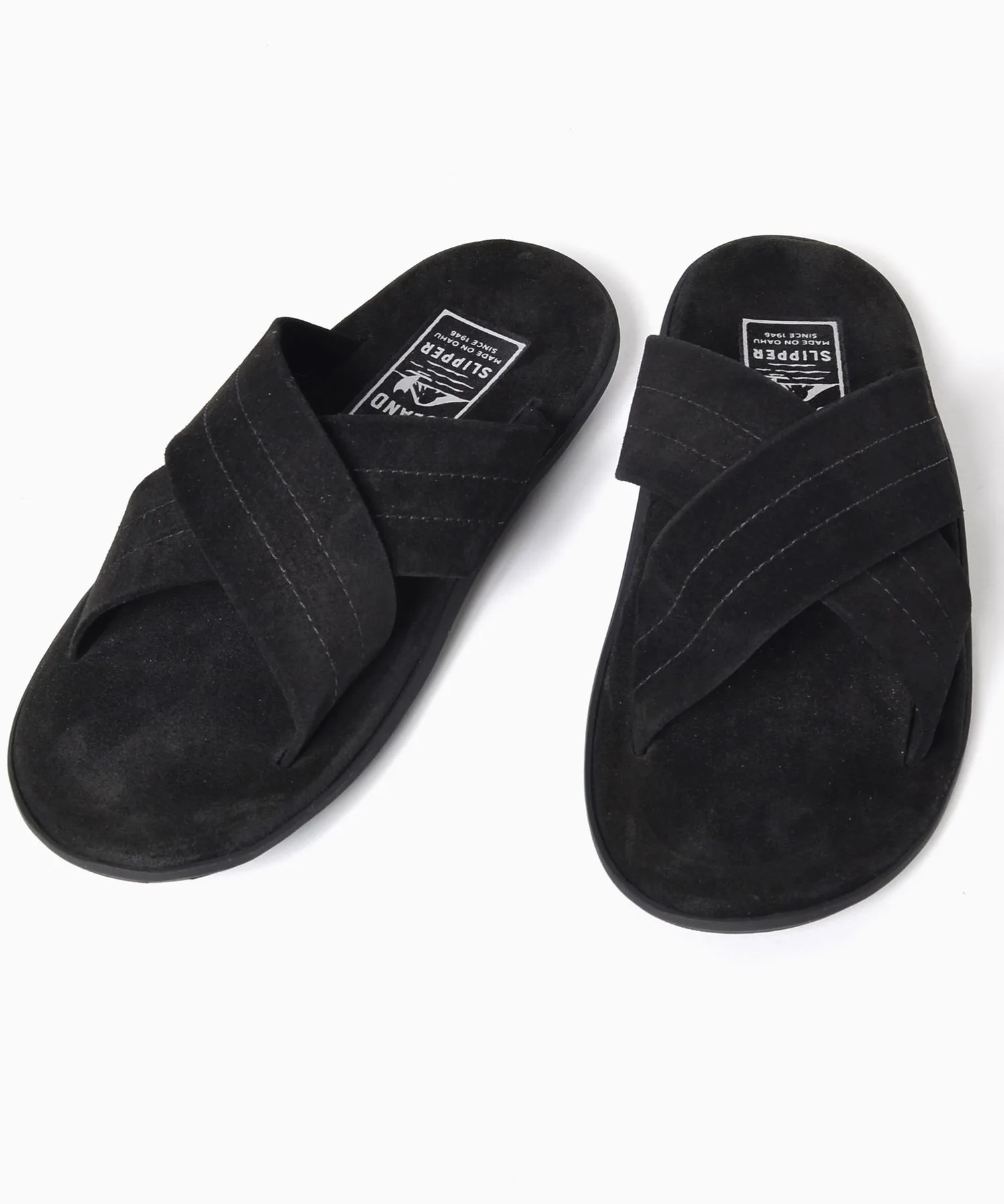 Мужские сандалии с перекрестными ремешками ISLAND SLIPPER SHIPS suede черные