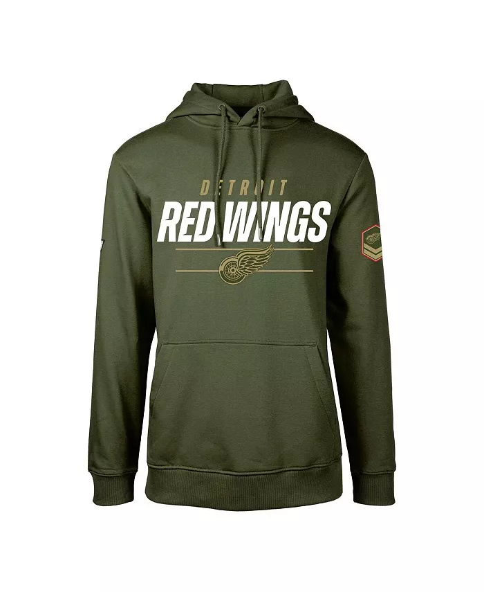 

Мужская оливковая толстовка с капюшоном Detroit Red Wings Podium Fleece LevelWear