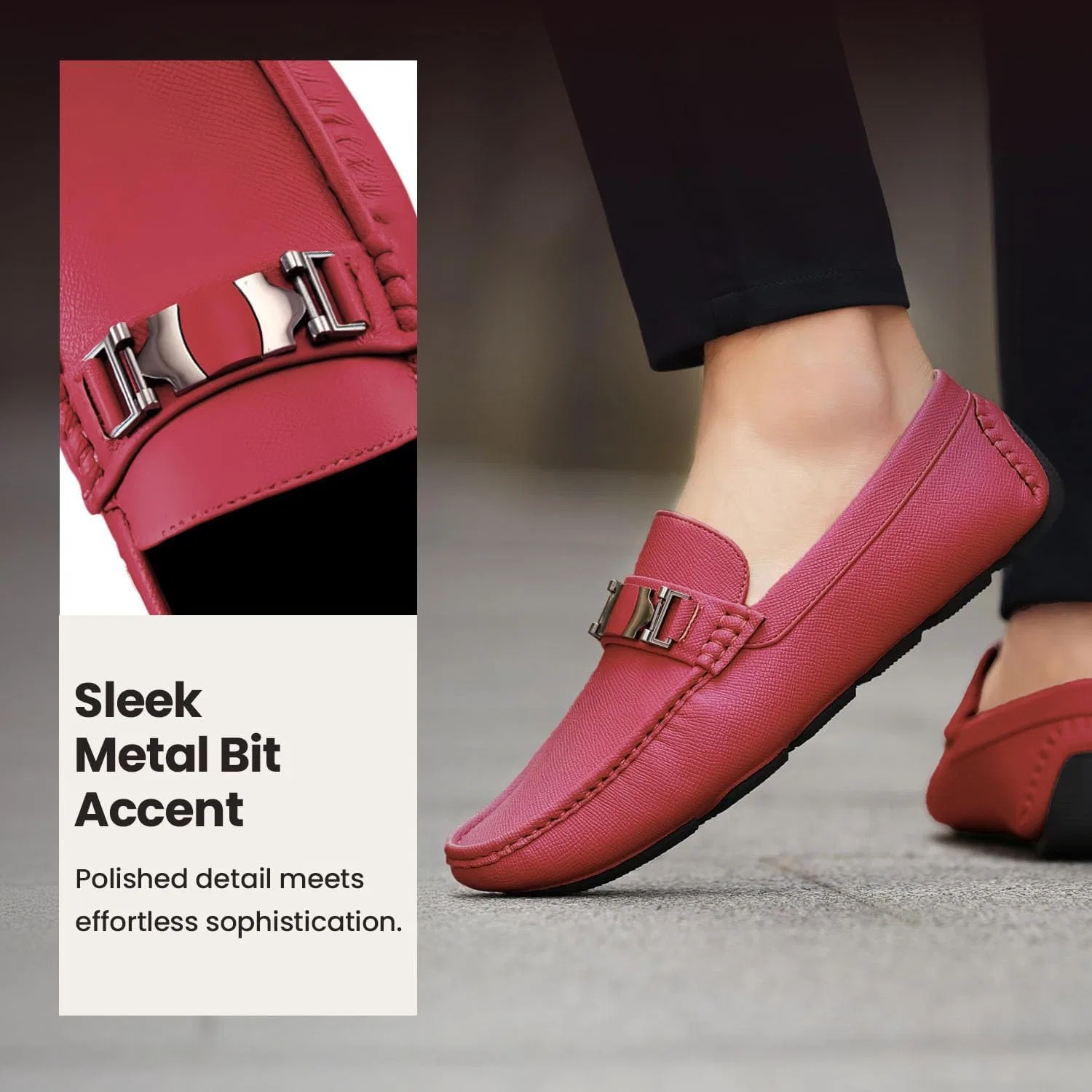 Мокасины кожаные Amali Driving Moccasins, Burgundy (Adonis) — фото 3