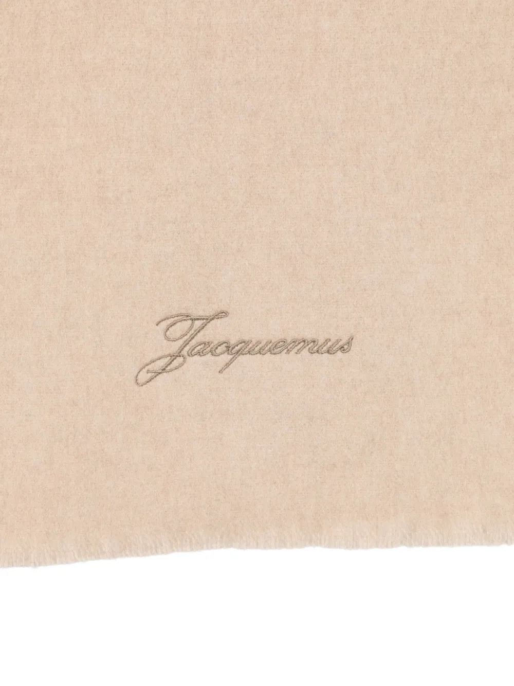 Шерстяной шарф с вышивкой JACQUEMUS, нейтральный — фото 2