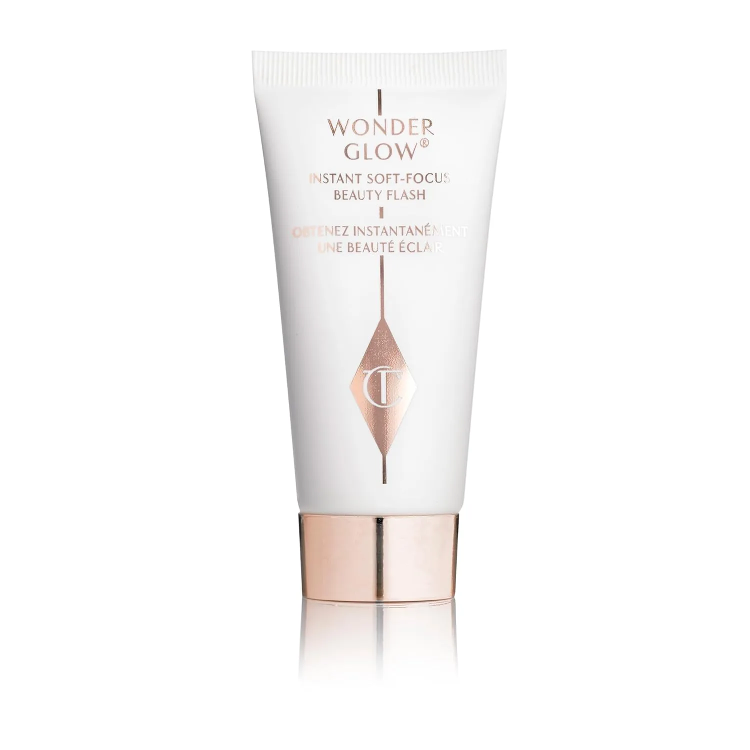 Праймер для лица Charlotte Tilbury Wonderglow - мягкий, сияющий праймер, увлажняющий кожу и скрывающий недостатки, мелкие морщины и складки - с гиалуроновой кислотой и маслом шиповника. 14,8 мл (1 шт.)