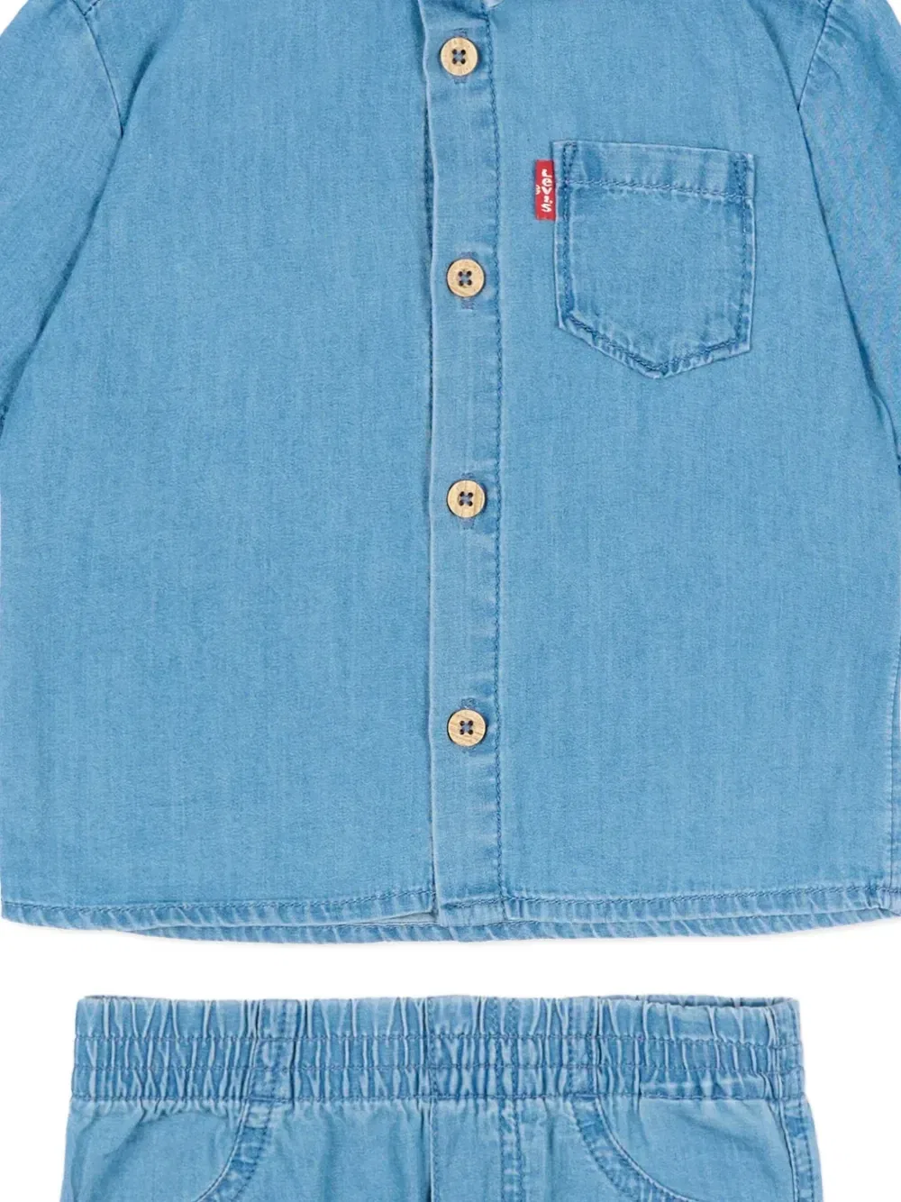 Комплект из рубашки на пуговицах и шорт Levi's kids, синий — фото 3
