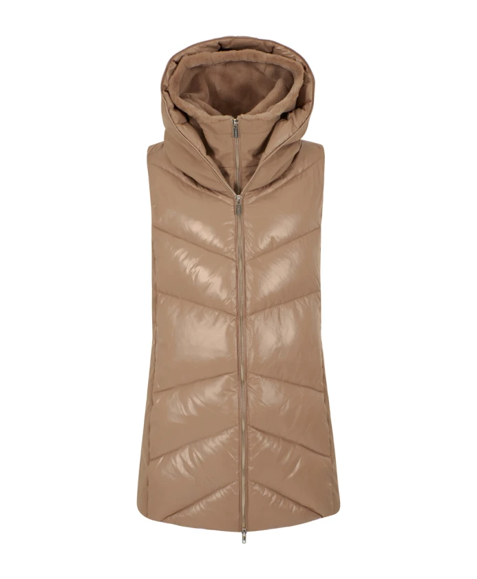 

Коричневый стеганый жилет без рукавов с капюшоном Yes Zee, коричневый