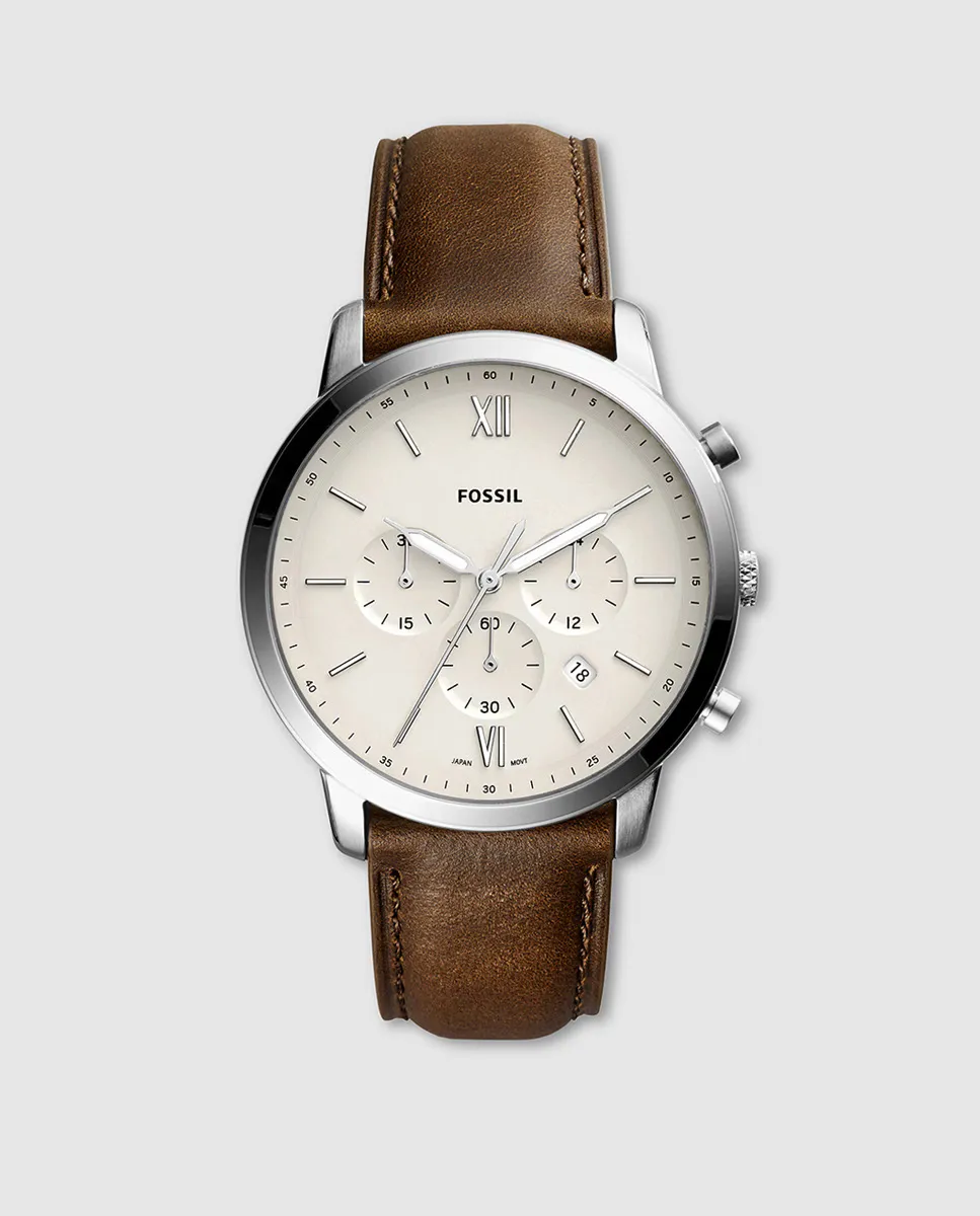 

Fossil Neutra FS5380 коричневые кожаные мужские часы с хронографом, коричневый