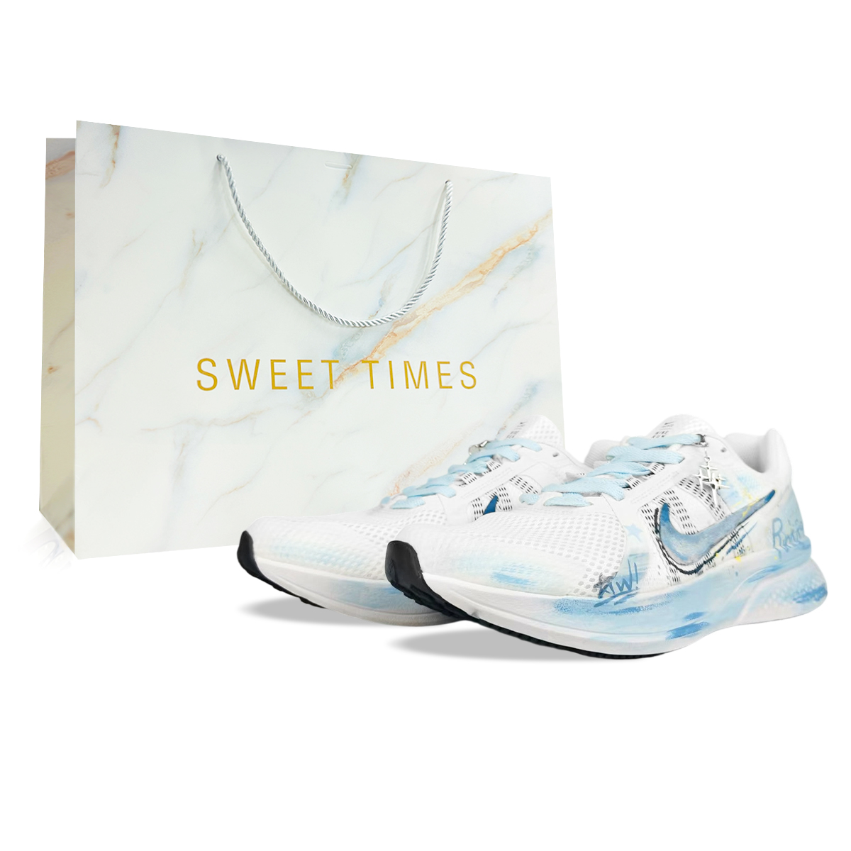 

Nike Кроссовки Run Swift 2 с дышащим покрытием, износостойкие, низкие, мужские, цвет белый, синий