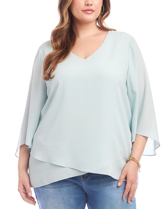 

Топ с асимметричным подолом Plus Size Karen Kane, синий