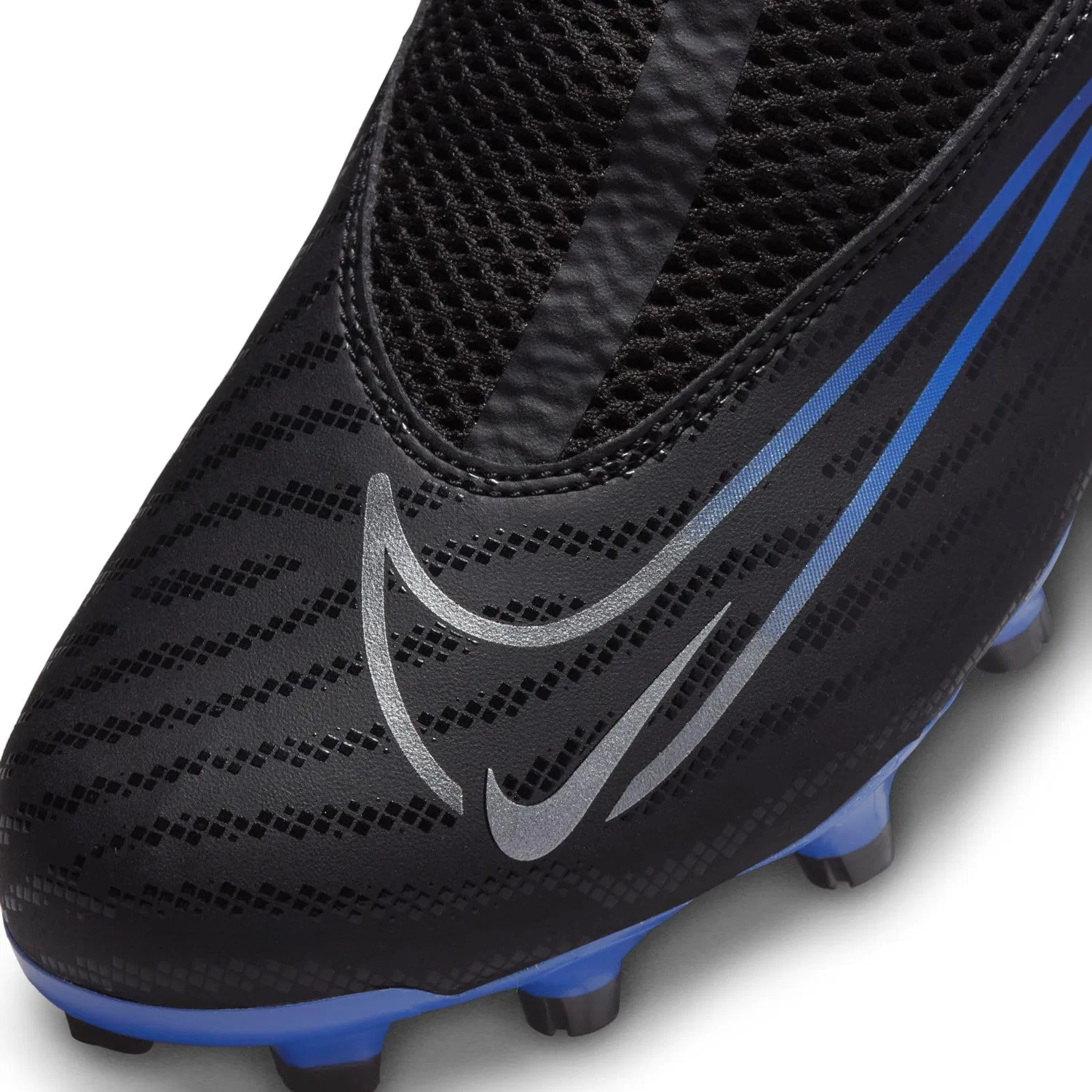 Детские бутсы для мальчиков с синтетическим верхом Jr Phantom Gx Academy Df Fg/Mg NIKE, Black Chrome Hyper Royal — фото 4