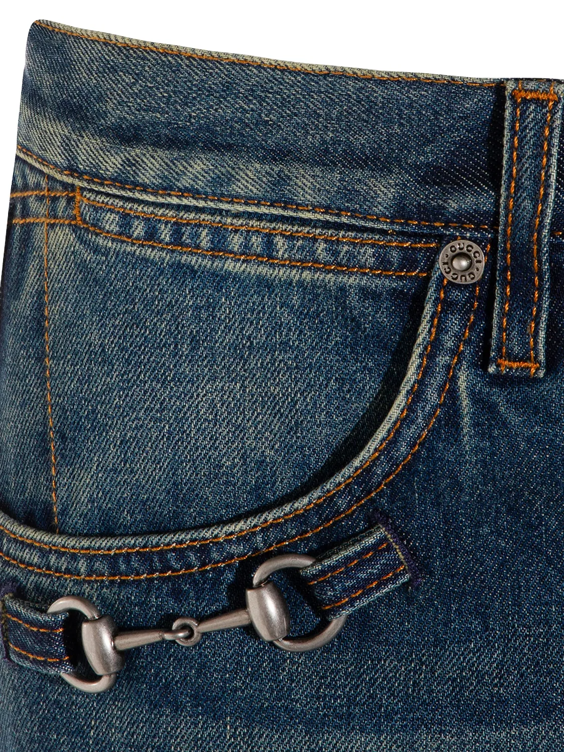 Джинсы Horsebit синие с низкой посадкой Gucci, синий — фото 3
