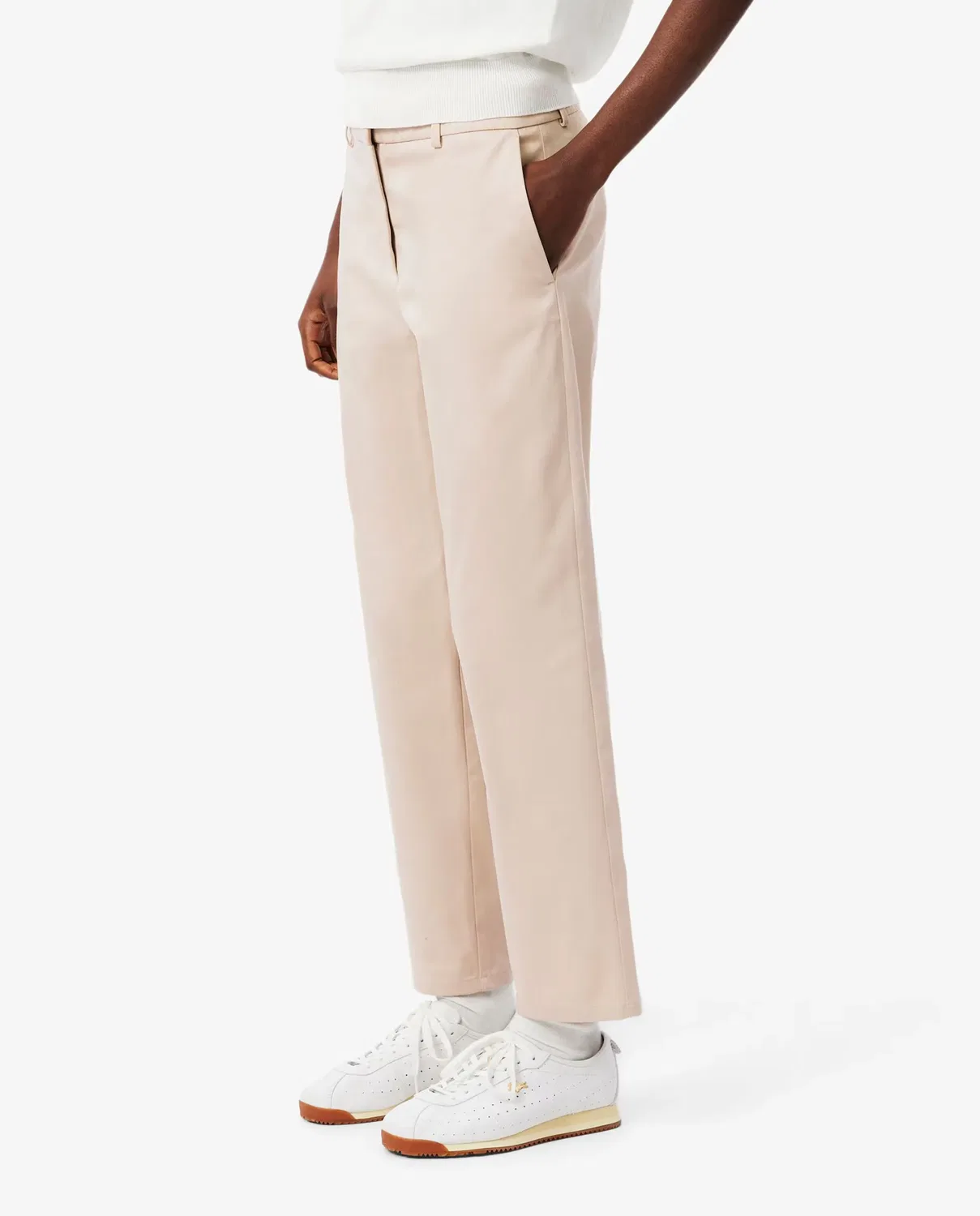 Брюки-джоггеры Lacoste Beige из габардина с прямым кроем — фото 3