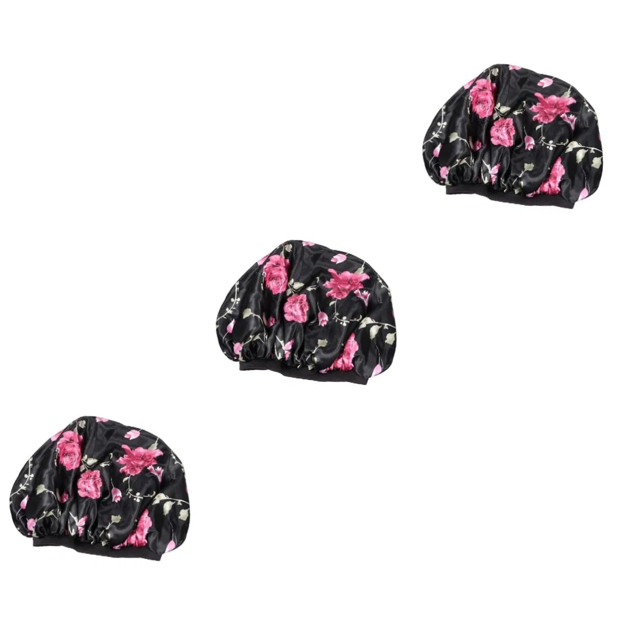 Шапочка для душа Satin Flower Printed, FRCOLOR, 3 шт, 32x29 см, Black