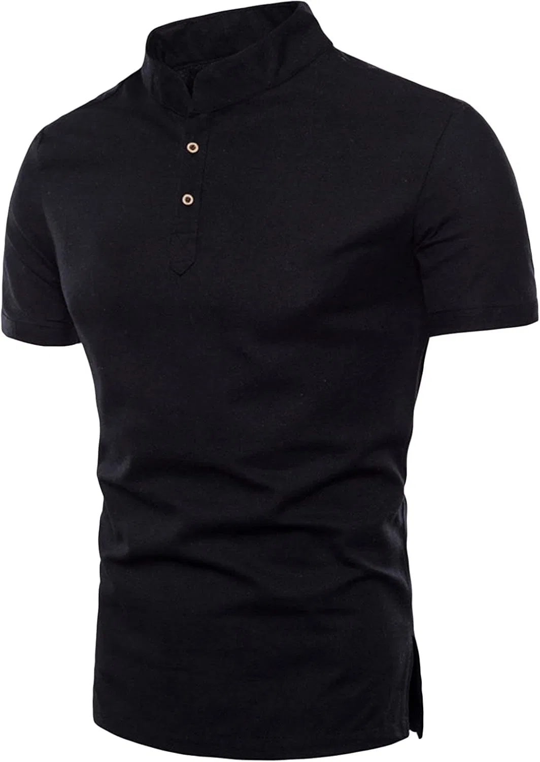 Мужская хлопковая рубашка-поло Henley Slim Fit, Black