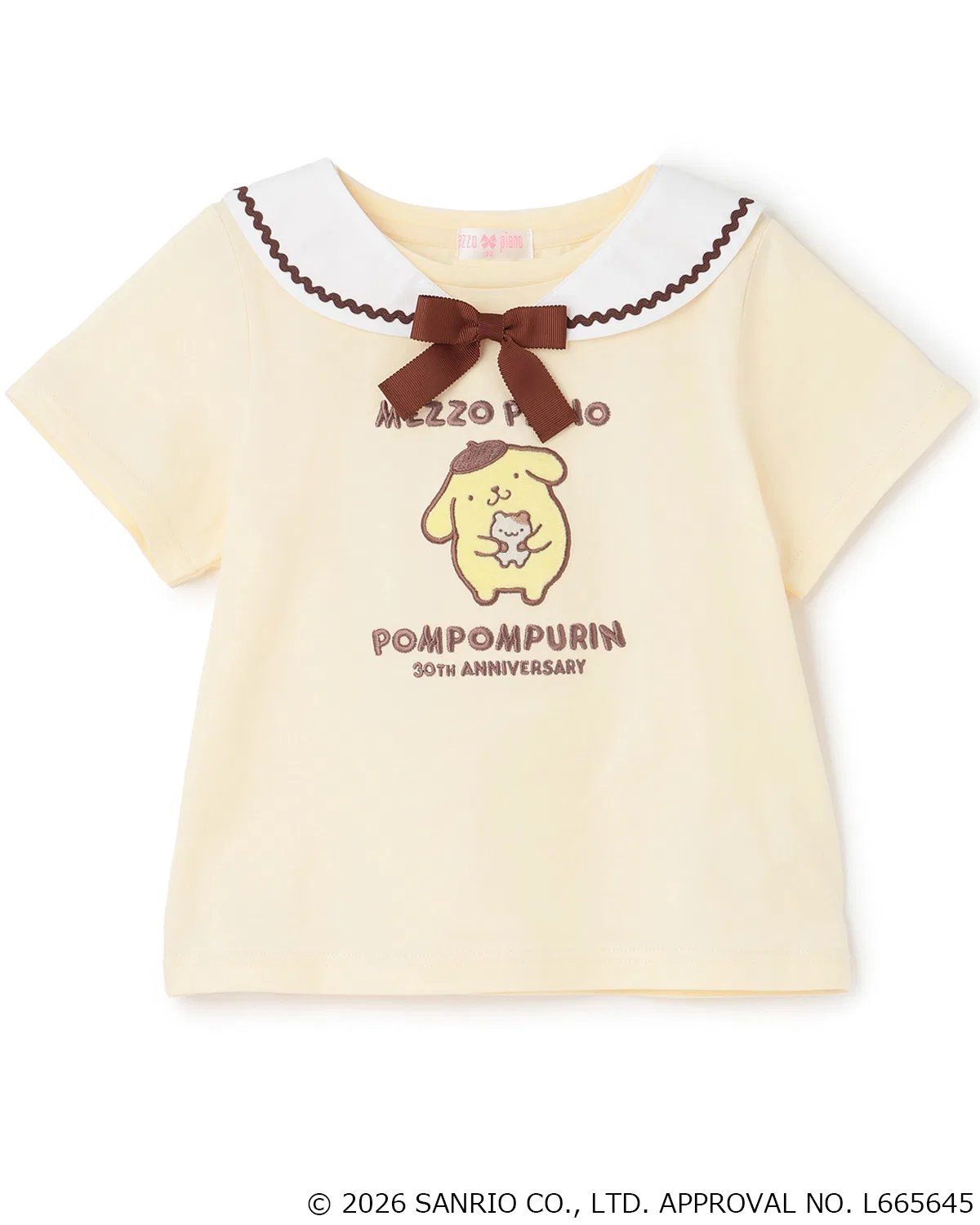 Детская футболка с полукруглым воротником и аппликацией Pompompurin, модель 30th Anniversary, mezzo piano, Cream