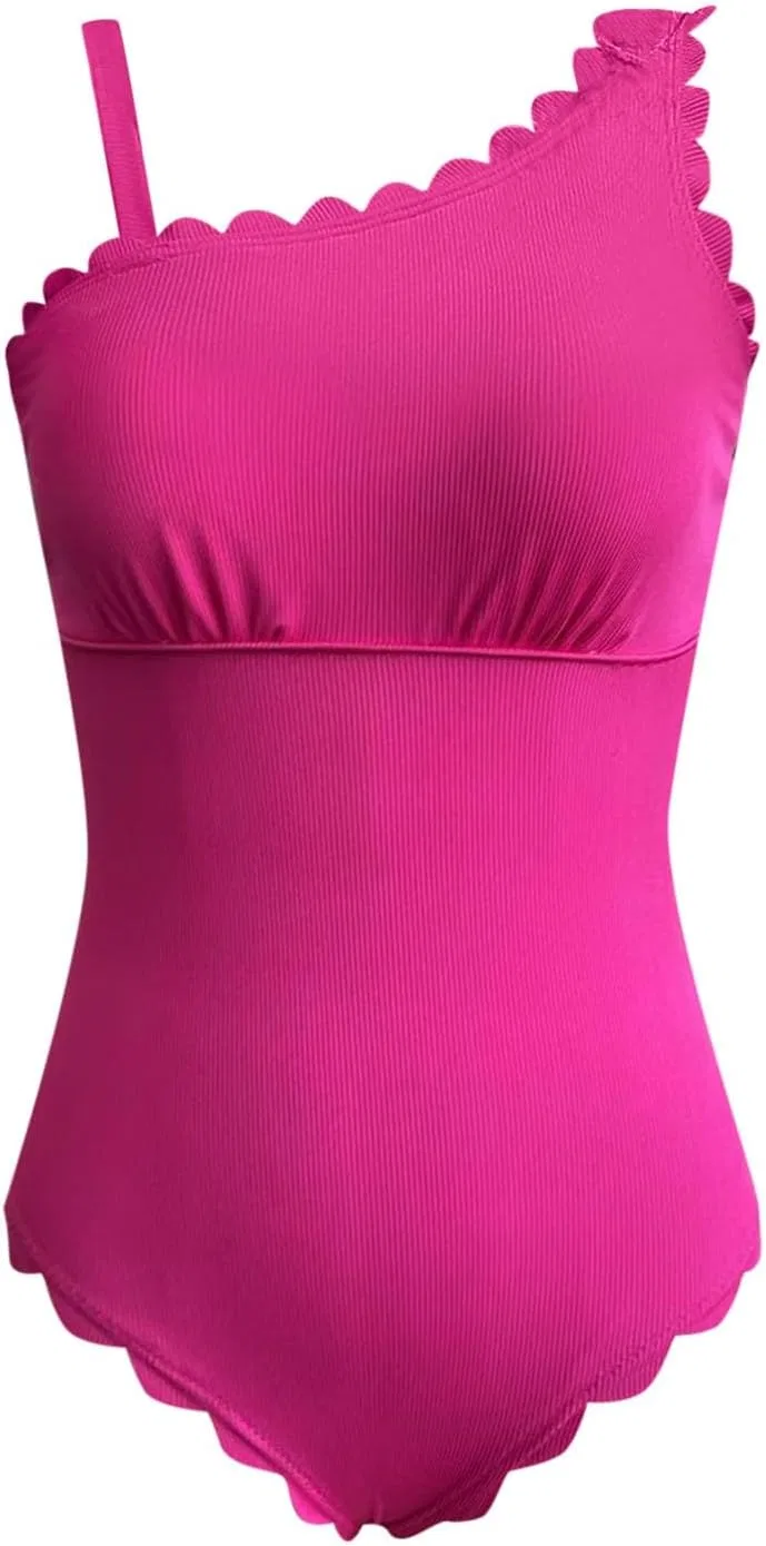 Женский цельный купальник с утяжкой живота, Ribbed, Hot Pink — фото 2