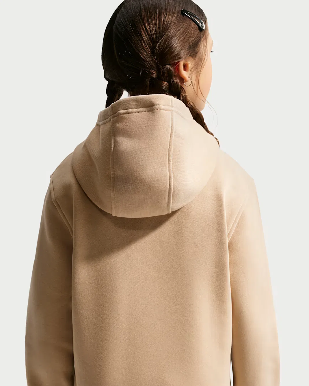 Толстовка с капюшоном для детей постарше Nike Sportswear Club Fleece, Linen/White — фото 4