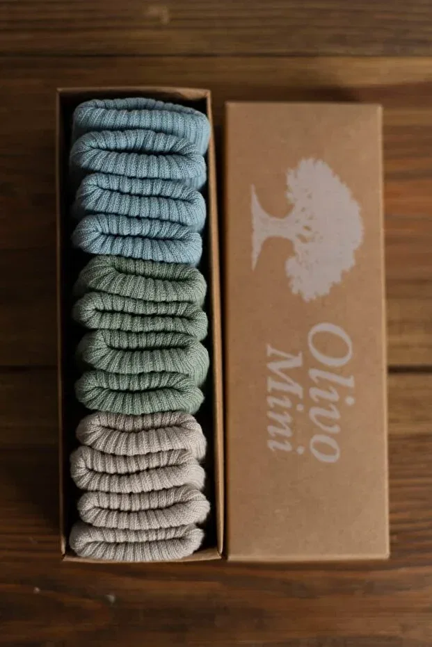 Детские носки для новорожденных из органического бамбука Olivo Mini, Blue-Green-Beige