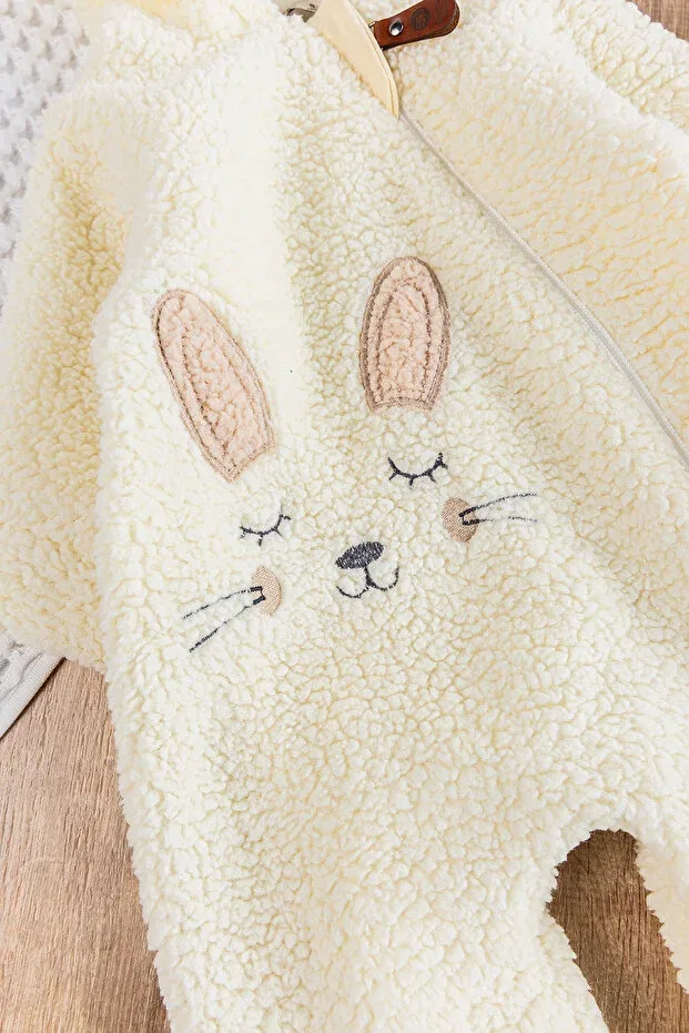 Детский комбинезон для девочек с капюшоном Rabbit Babymod, Cream — фото 4