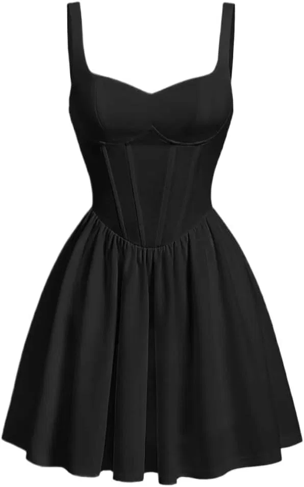 Женское мини-платье с корсетным верхом, Black