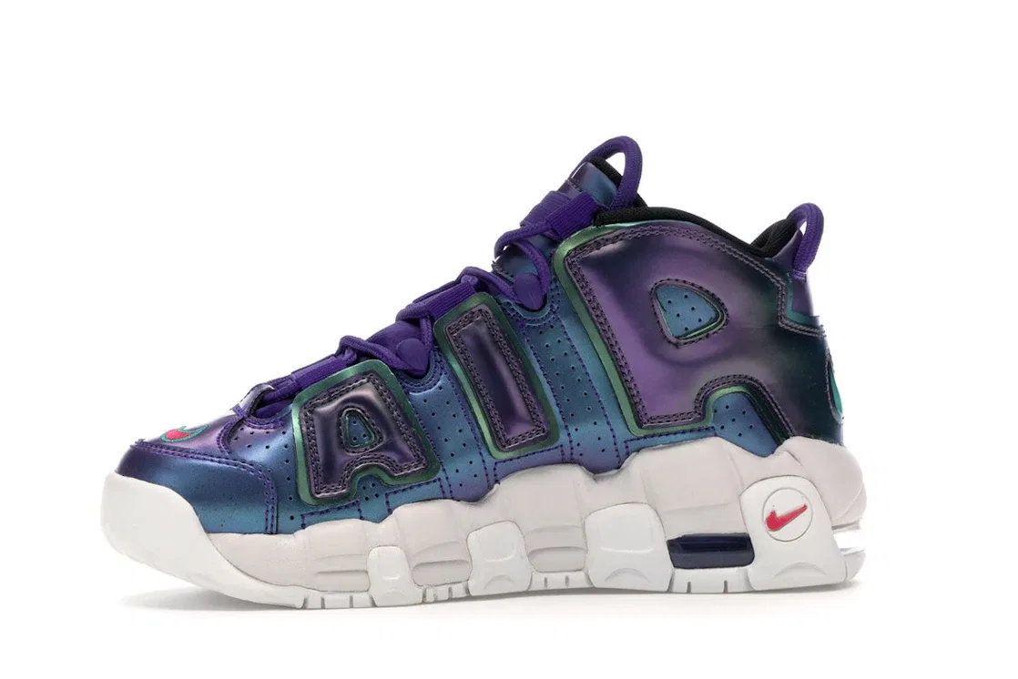 Детские кроссовки с иридиевым эффектом Nike Air More Uptempo Nike, Court Purple/Rush Pink-Neptune Green — фото 3