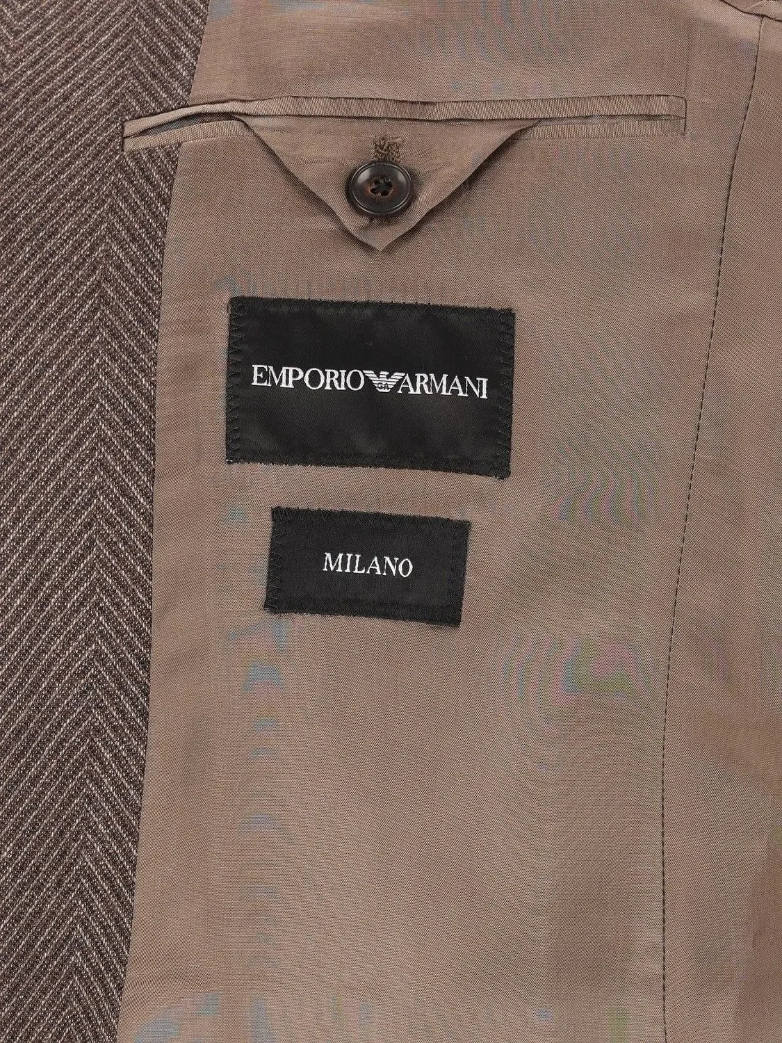 Emporio Armani Однобортный костюм в «елочку» коричневый — фото 4