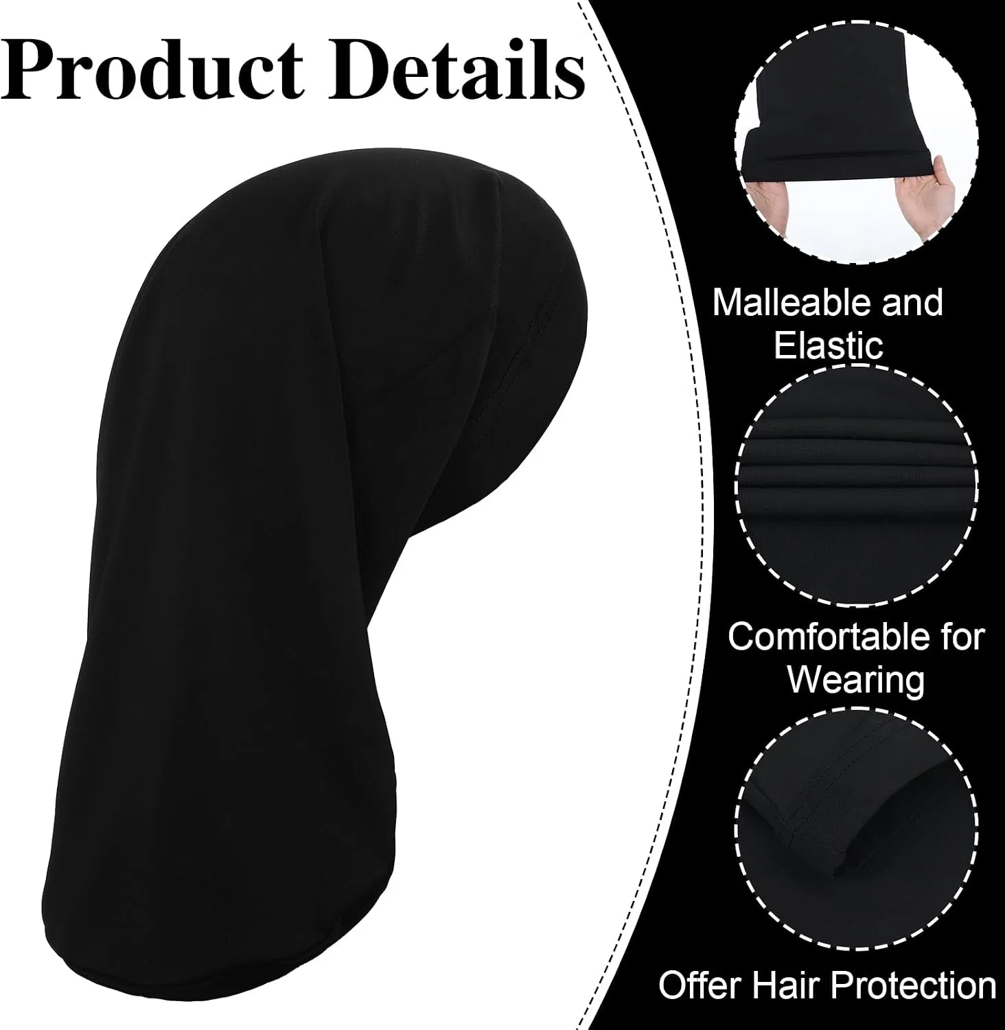 Шапочка для душа Spandex, LLOUSSAK, 2 Pack, Black — фото 3