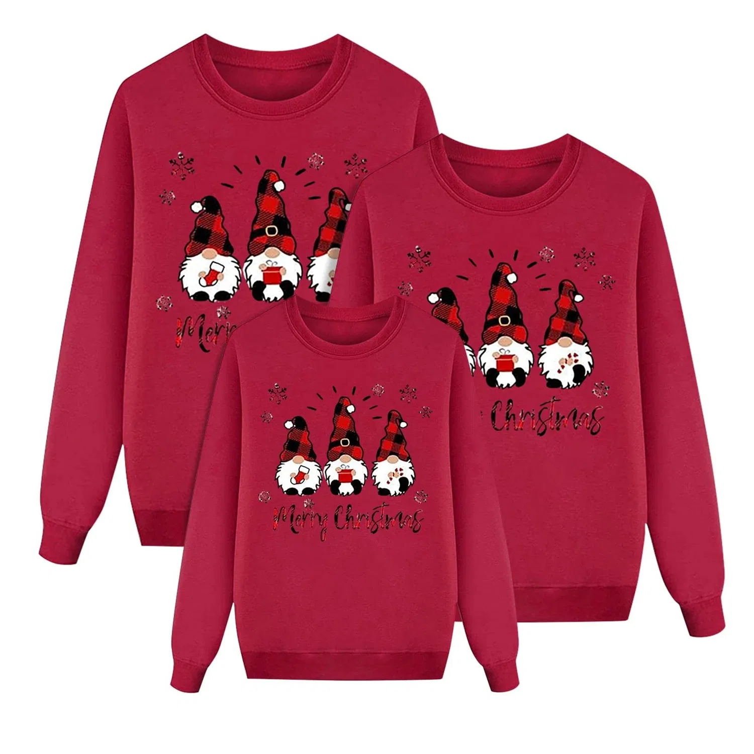 Женский свитшот с принтом Family Christmas Sweatshirts Coordinated 3 Pieces Parents and Child Hooded Sweatshirt with Reindeer Snowman Print Magic AIbero Family Christmas Outfit for Parties and Photos (Children), A01-red