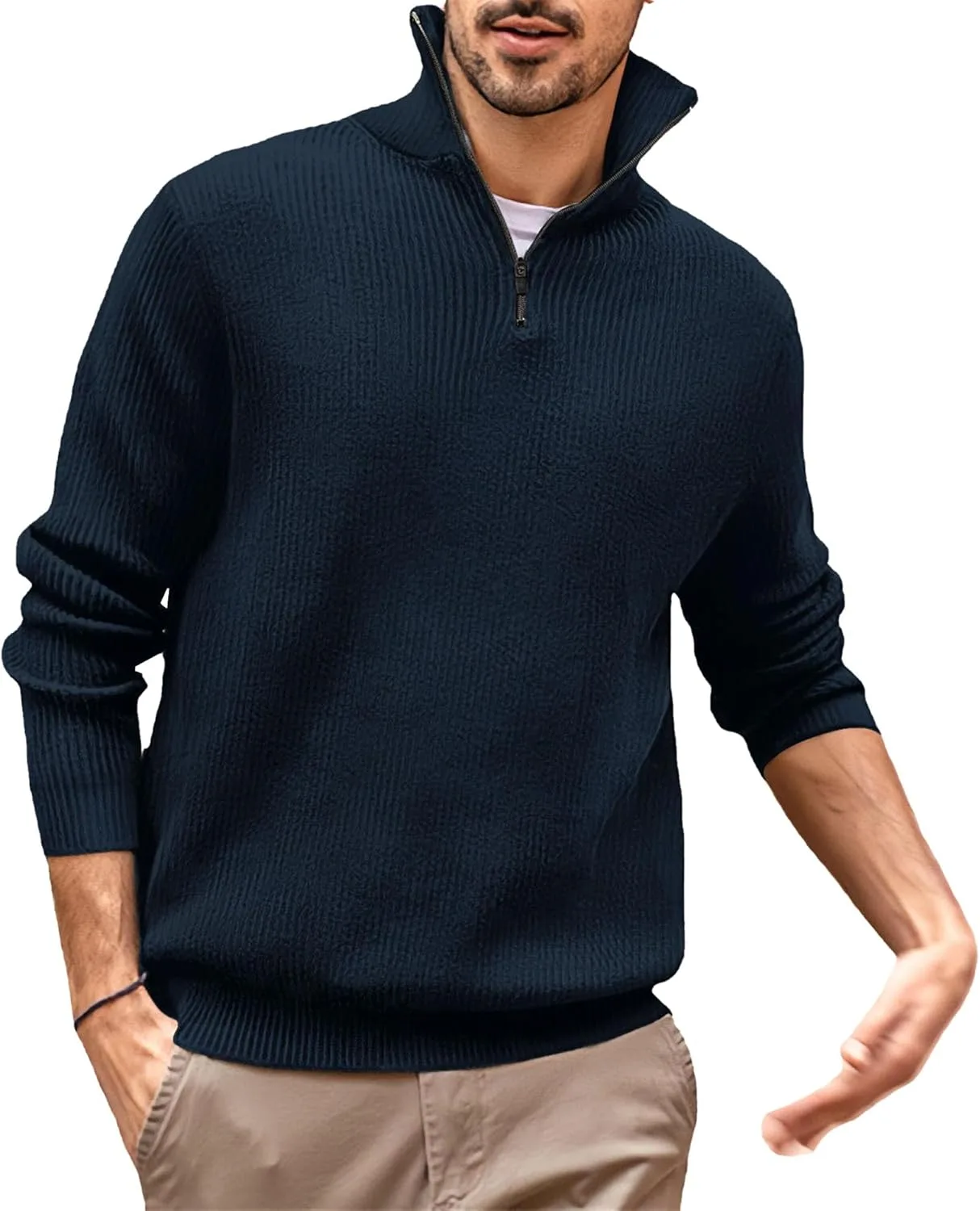 

Мужской спортивный поло-кардиган с воротником и молнией Slim Fit