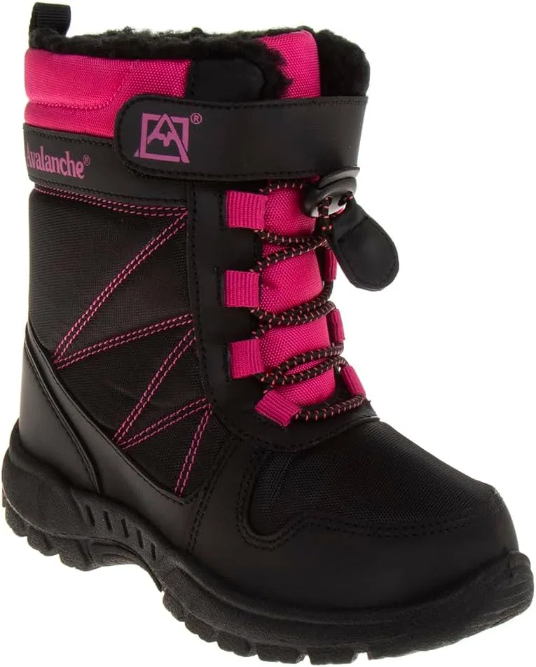Детские зимние снежные ботинки для мальчиков утепленные Avalanche, Pink Black