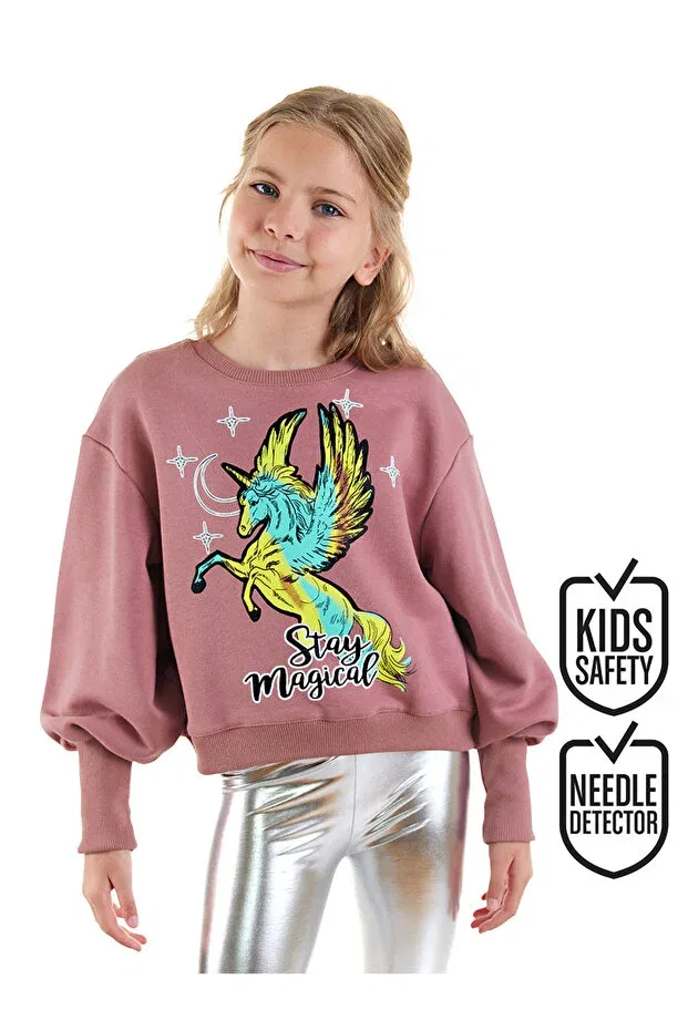 Детские свитшот для девочек с принтом Unicorn girl's dusty rose sweatshirt Denokids, Pink