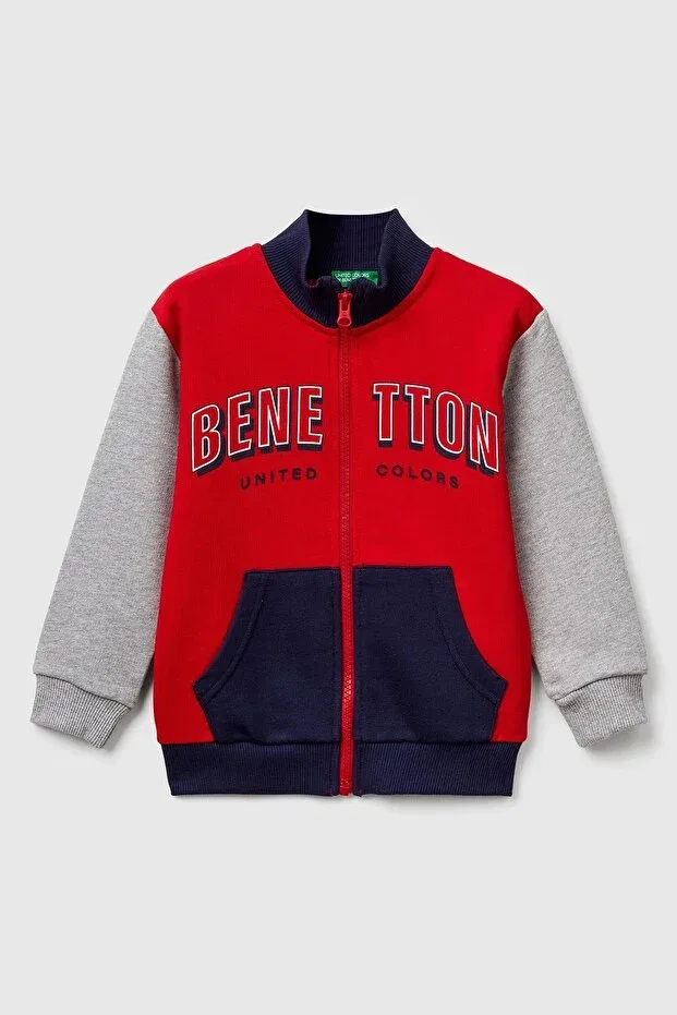 Детские свитшот для мальчиков с длинным рукавом United Colors Of Benetton, Red-Grey