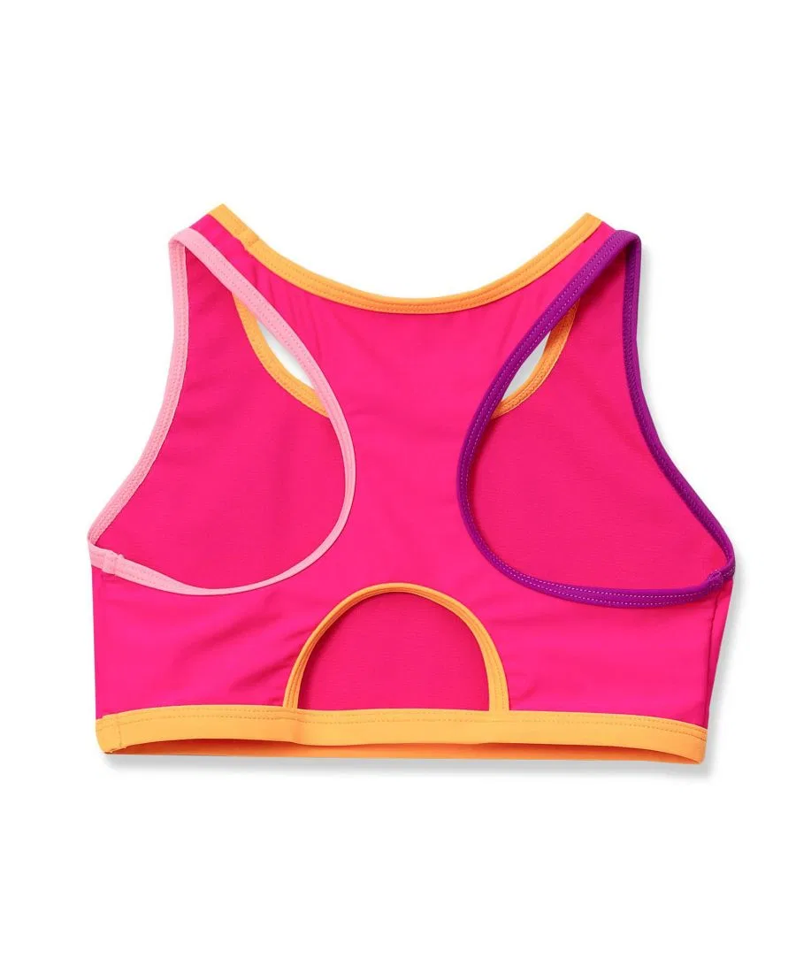 Детский бикини-топ с принтом, модель Contrast Racer Back Lands' End, Neon Fuchsia — фото 2