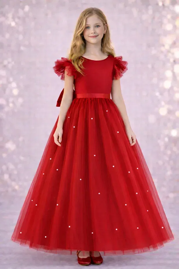 Детское платье для девочек с длинным рукавом Party Madyabutik, Red