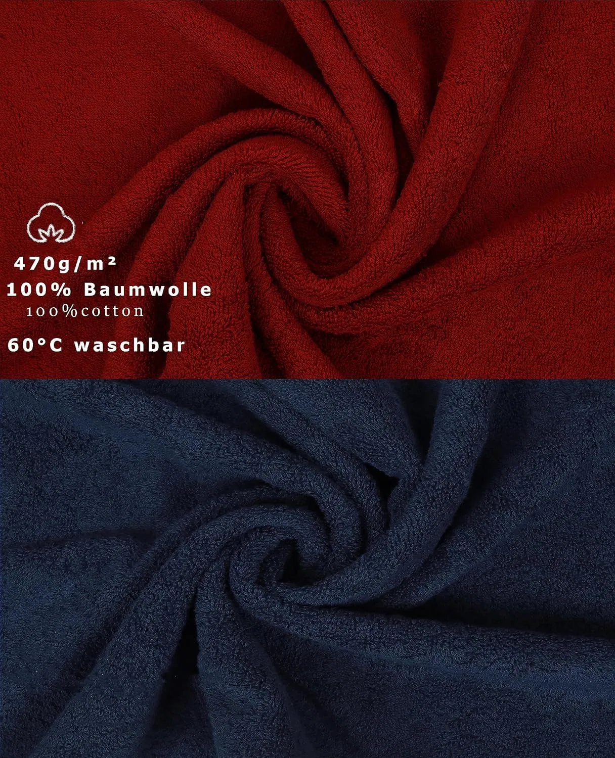 Набор мочалок PREMIUM 10 шт., 100% хлопок, 470 г/м², 30x30 см, Dark Red, Dark Blue Betz — фото 4