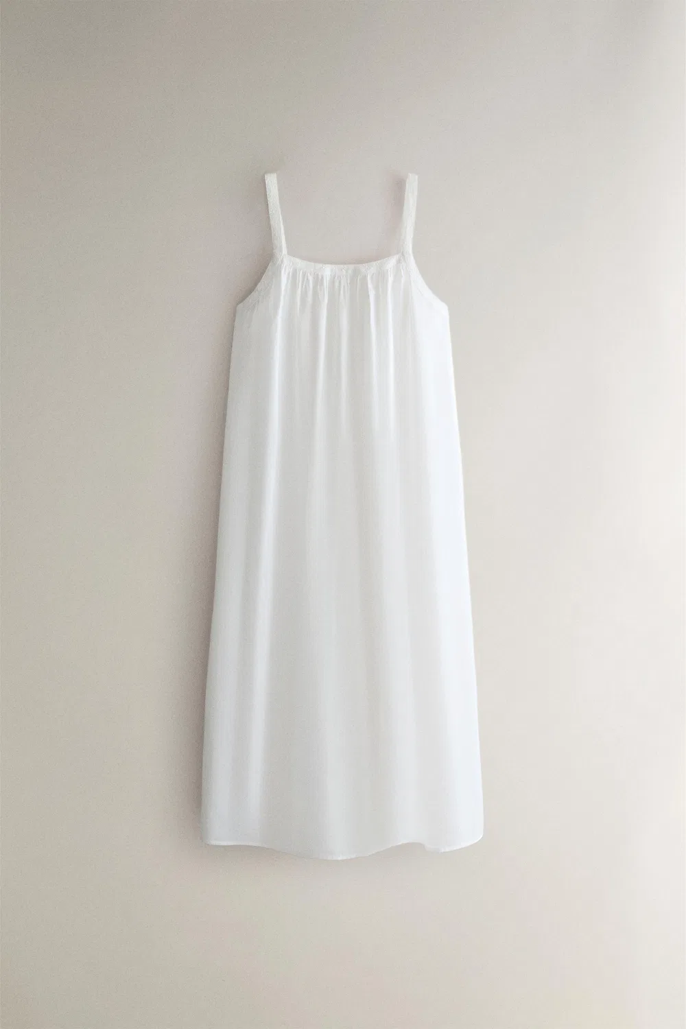 Хлопковая ночная рубашка с вышивкой ZARA, White