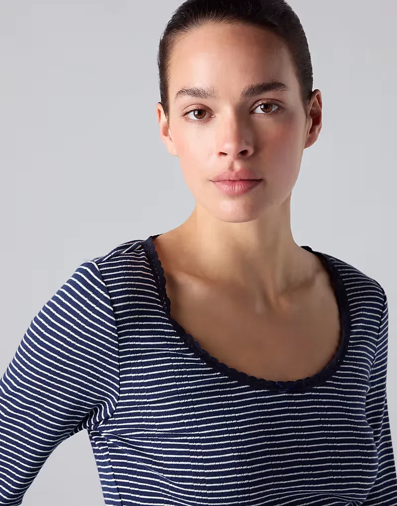 Топ с длинными рукавами из ажурной кружевной ткани Levi's Dry Goods, синий джинсовый — фото 3