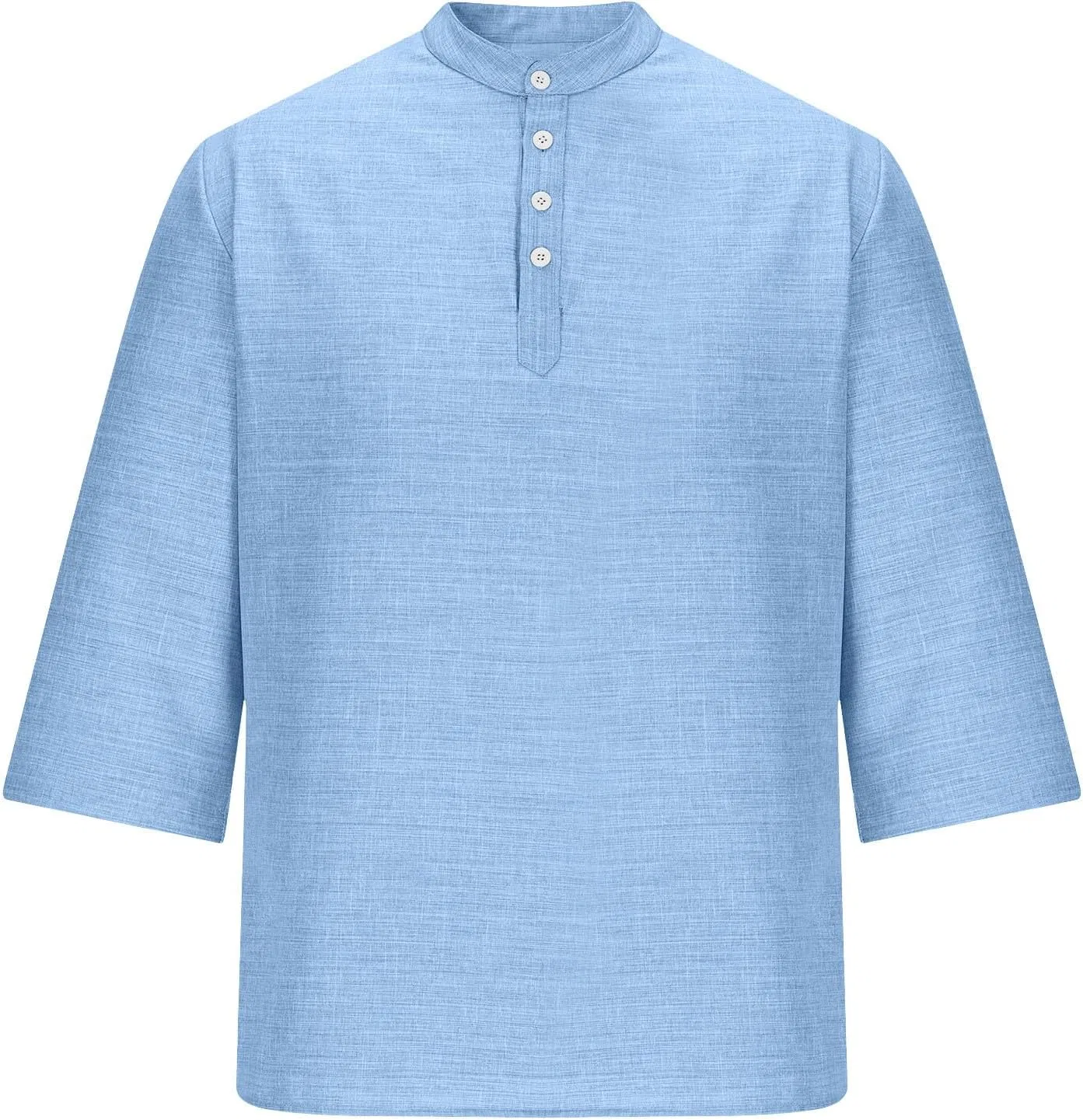 Мужская свободная хенли-футболка с коротким рукавом, Light Blue — фото 4