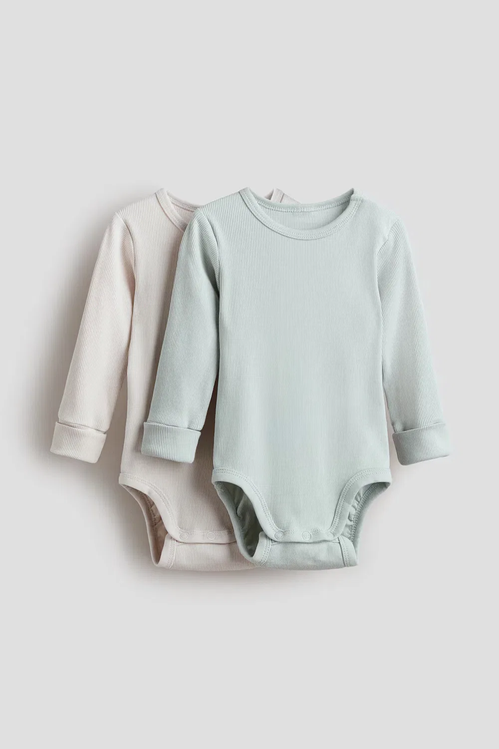 Комплект из 2 боди с длинными рукавами H&M, Helltürkis/Beige