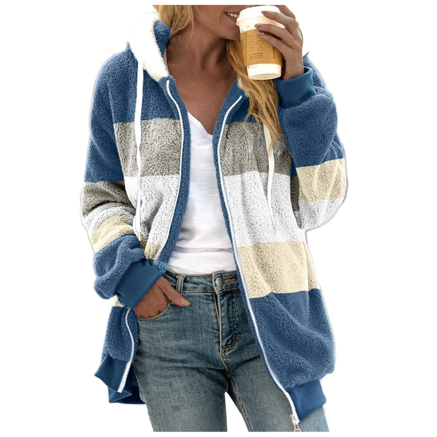 Женская тёплая куртка Teddy Two-Tone Fleece Jacket, blue