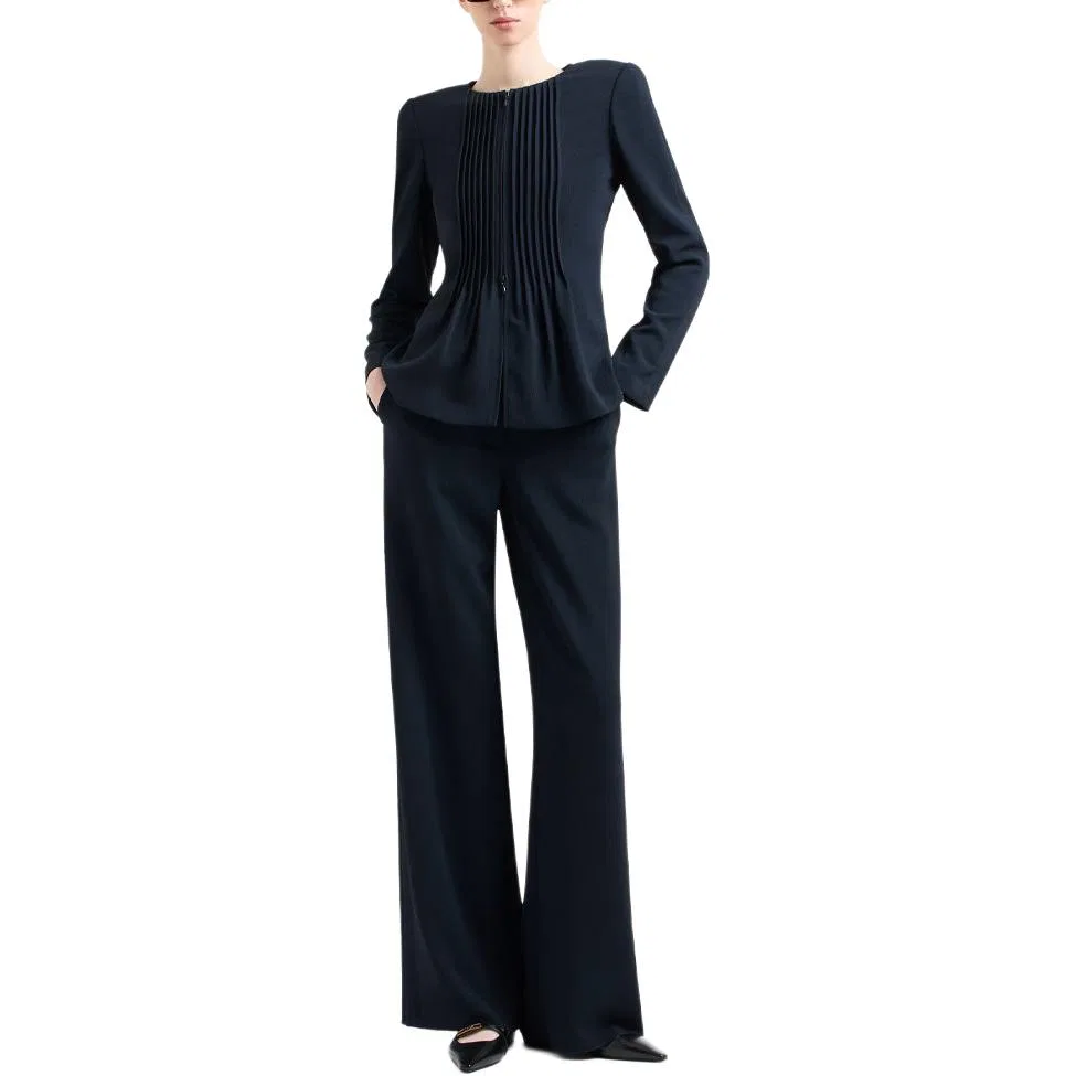 Женские свободные брюки-палаццо EMPORIO ARMANI, Синий — фото 4