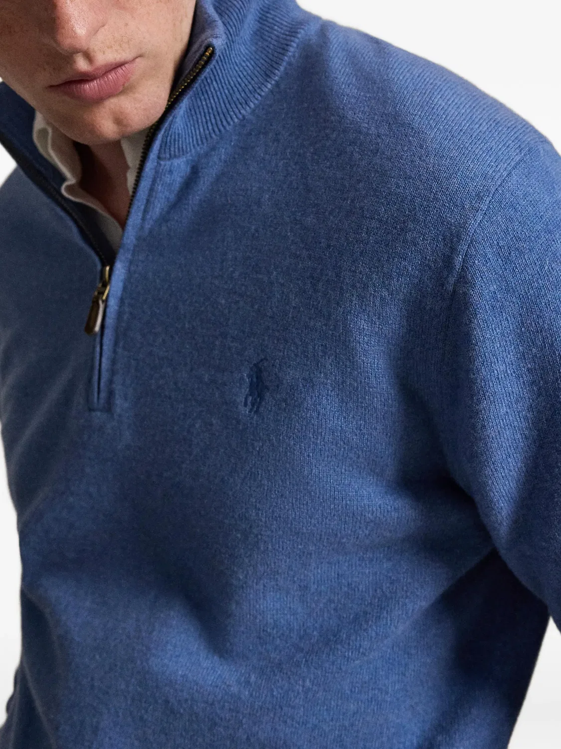 Polo Ralph Lauren Шерстяной свитер на молнии-четверть, синий — фото 2