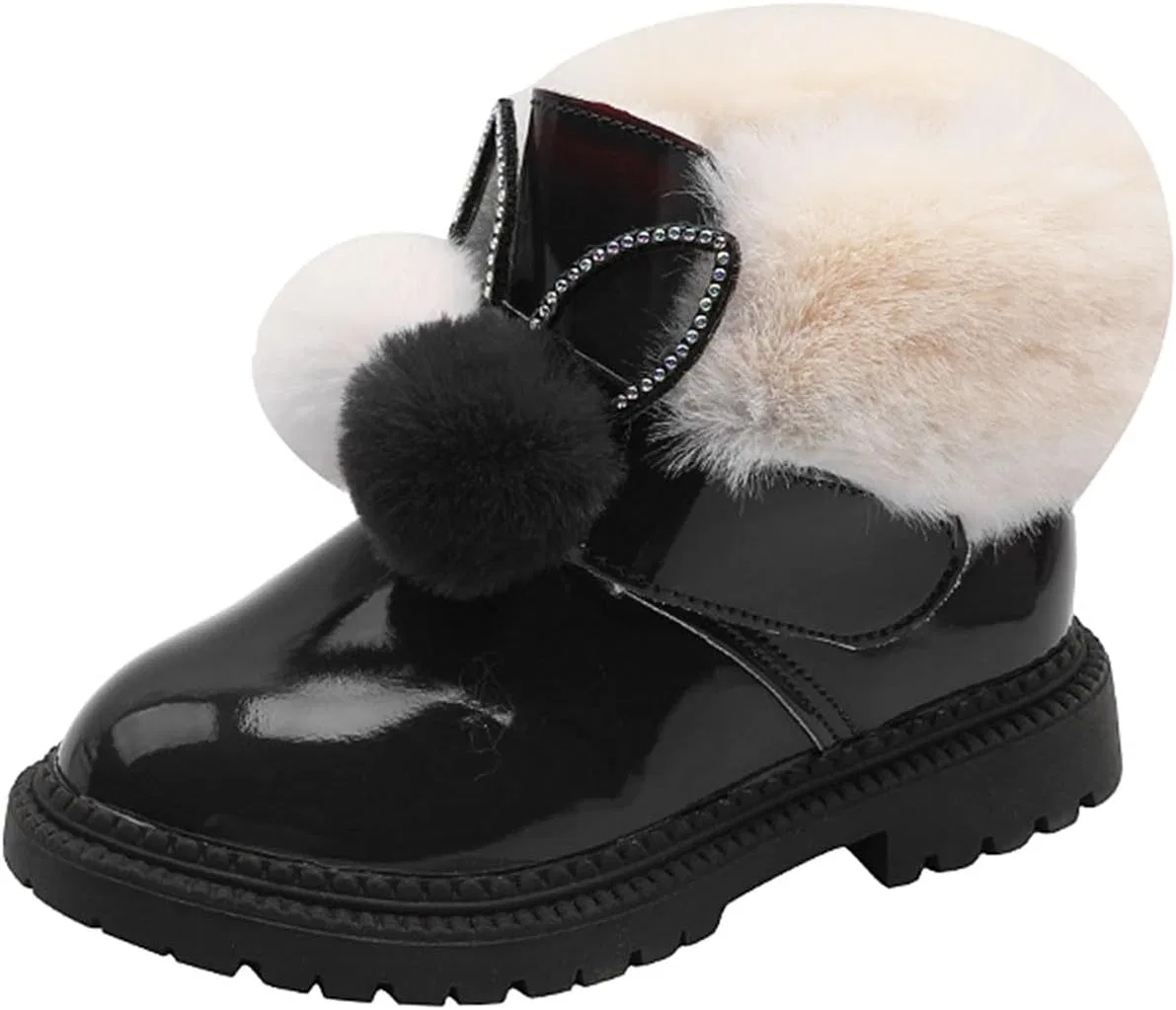 Детские ботинки для девочек с флисовой подкладкой IWIHMIV, Black