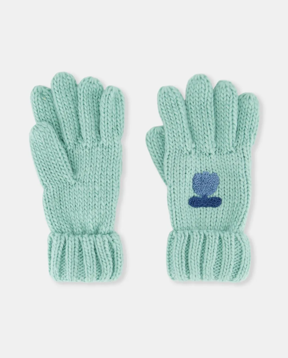

Жаккардовые перчатки для девочки с тюльпанами Kids El Corte Inglés, светло-голубой