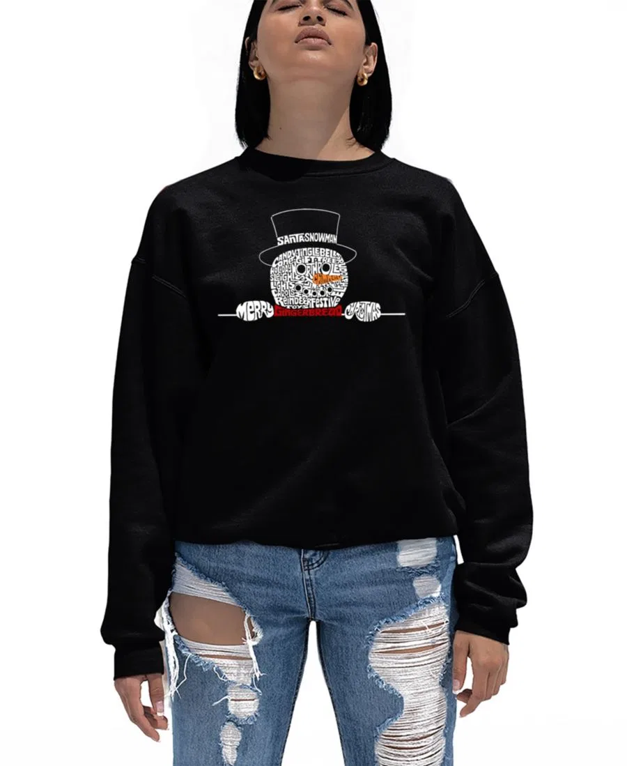 Свитшот с принтом Peeking Snowman LA Pop Art, Black