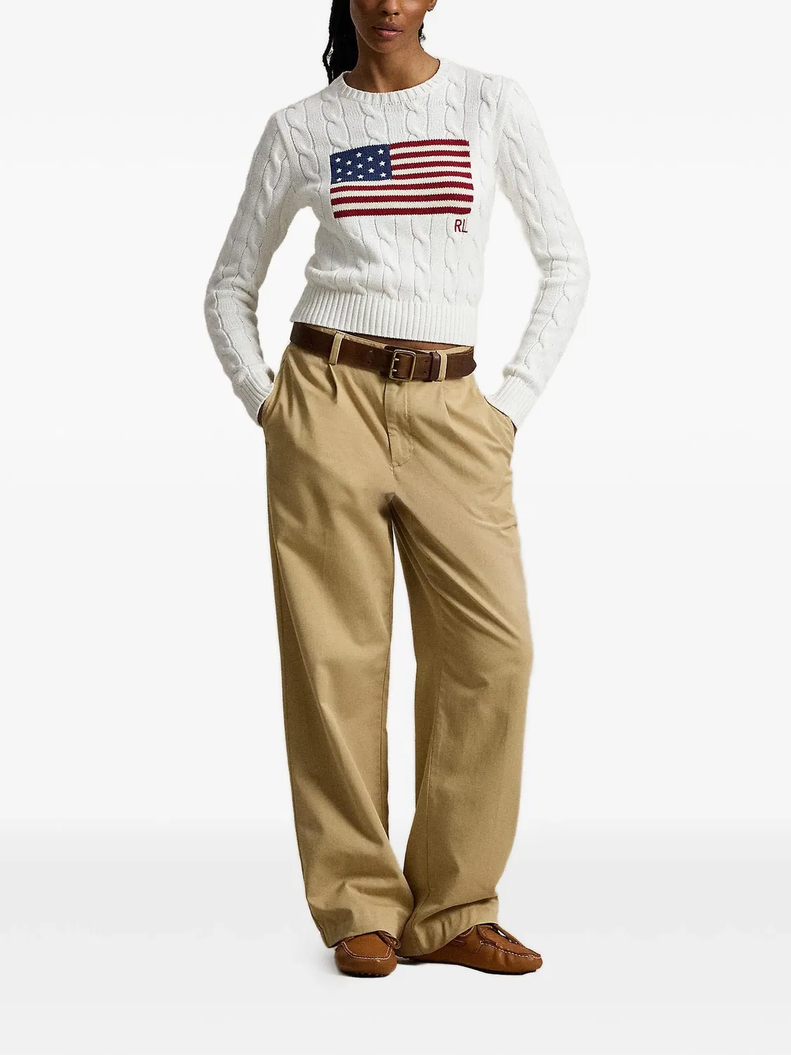 Polo Ralph Lauren Свитер с флагом белый — фото 3