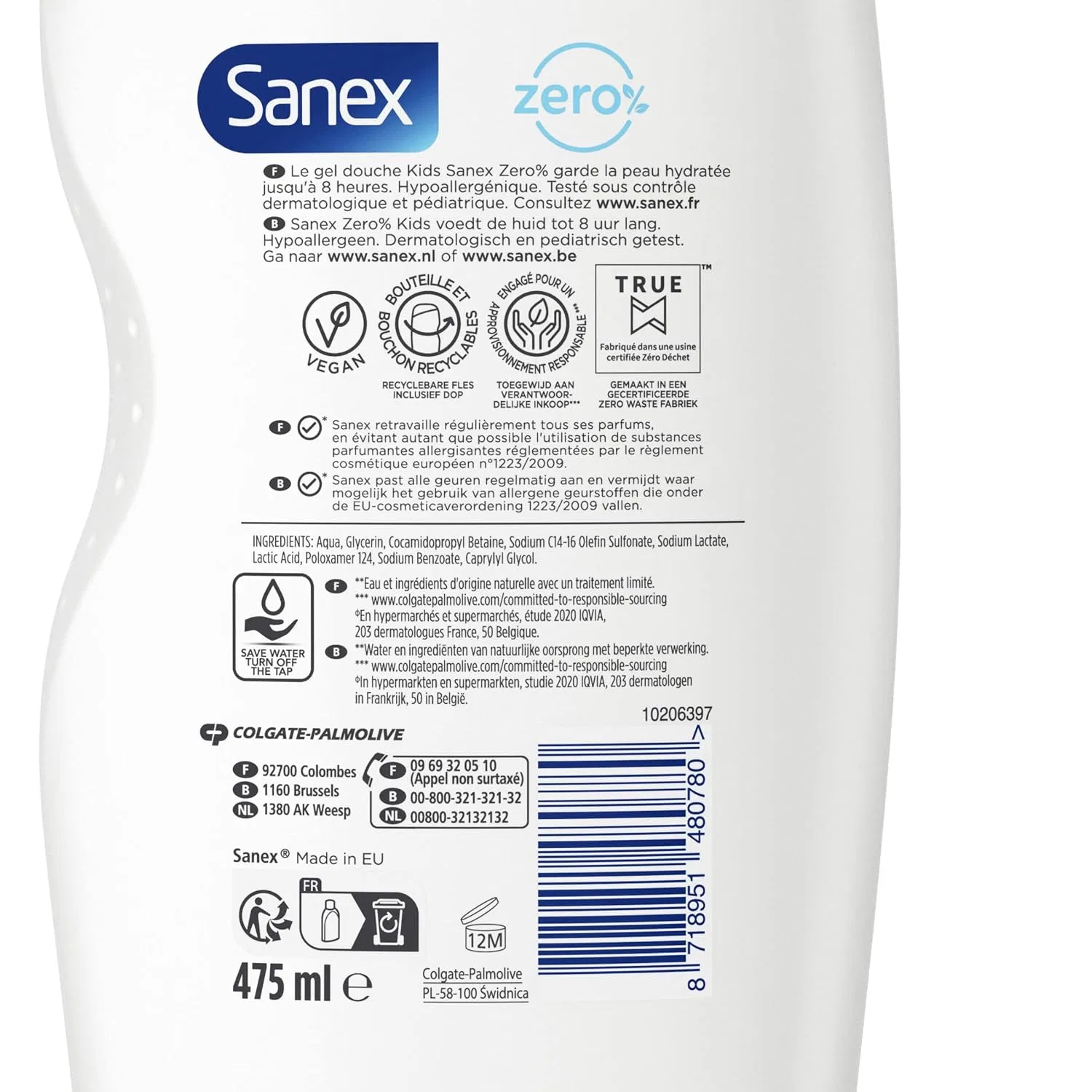 Детский гель для душа и шампунь Sanex, 475 мл, упаковка 6 шт, без отдушки — фото 3