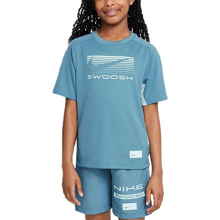 Детская футболка с Dri-FIT Smolder Blue/Glacier Blue Nike, Smolder Blue/Glacier Blue