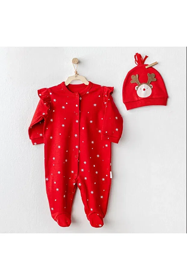 Детский комбинезон-боди с принтом Happy Newyear Baby Romper Set Andywawa, Red