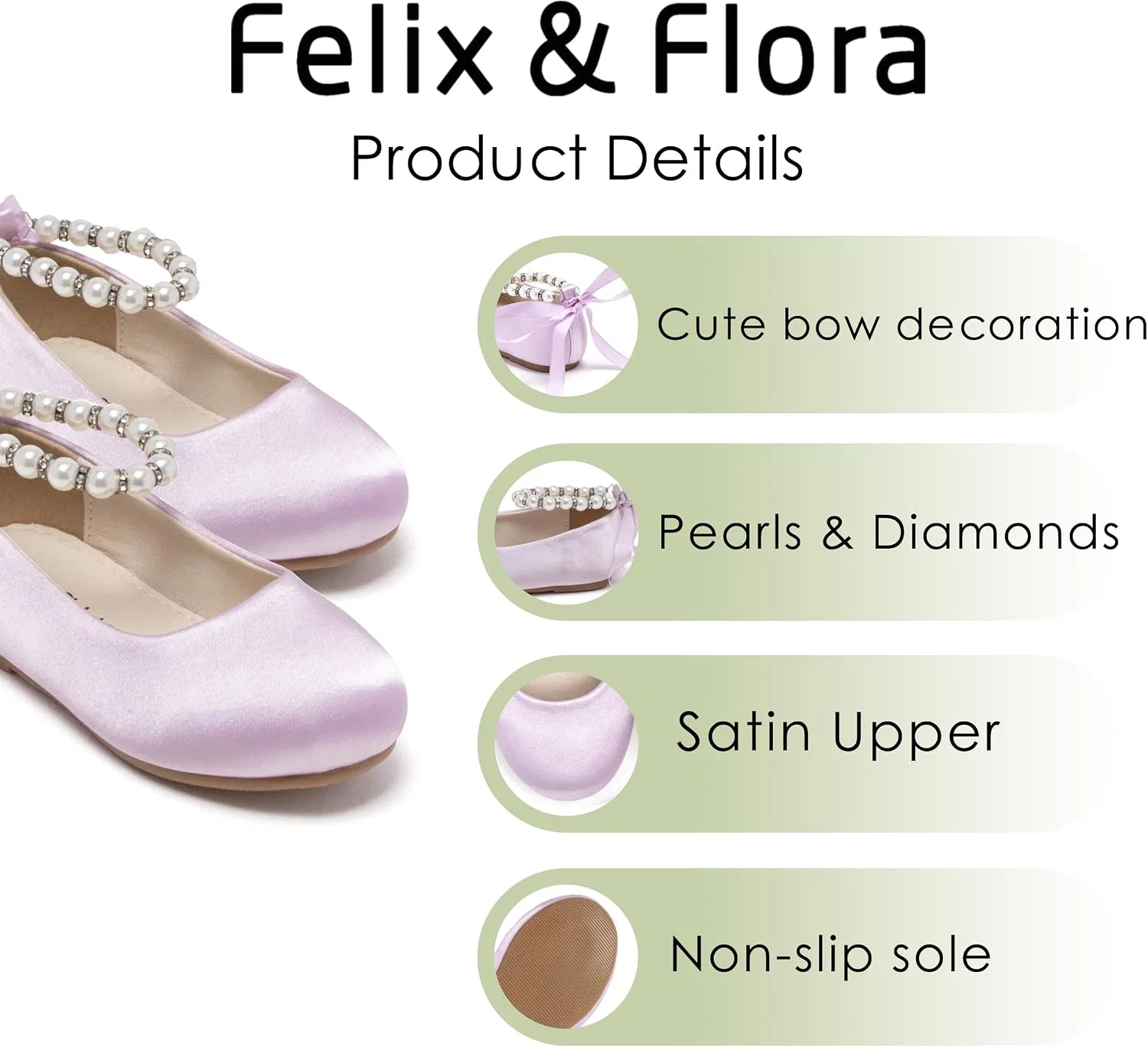 Детские балетки для девочек с цветочным принтом Felix & Flora, Purple — фото 4